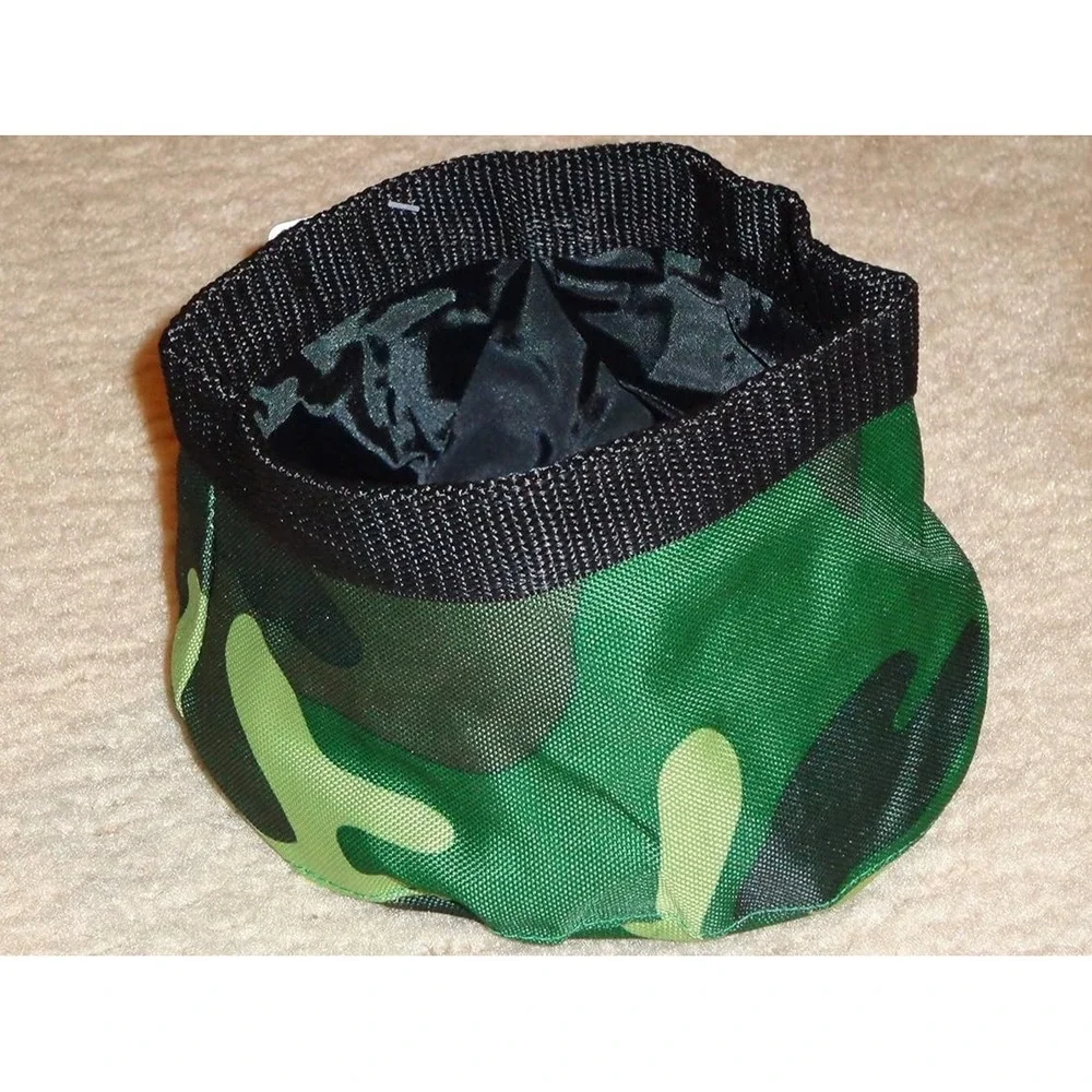 Large Collapsible Dog Bowls 34oz Travel Water Food Portable Foldable Canvas Camo